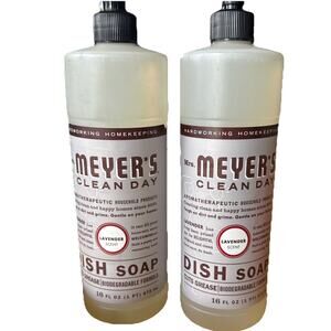 2 Bottles Mrs. Meyer’s 16 Oz Clean Day Lavender Scent Biodegradable Dish Soap